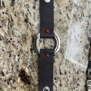 Leather buckle Bracelet with Silver Accents